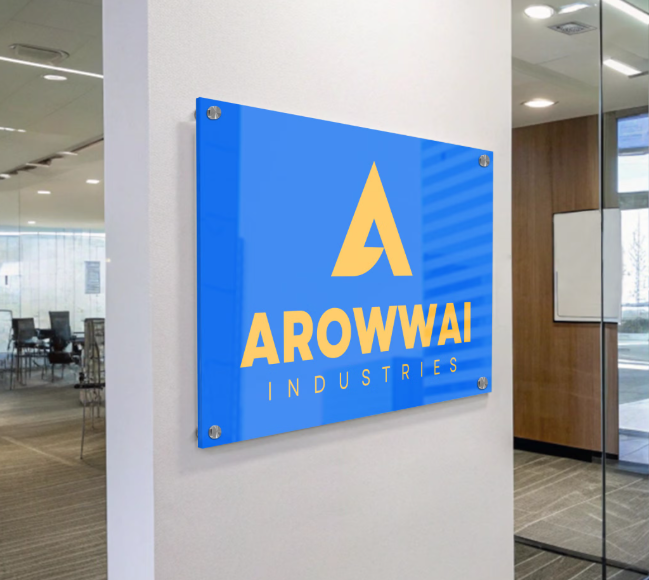 Full coverage vinyl sticker on acrylic board for colorful signage display