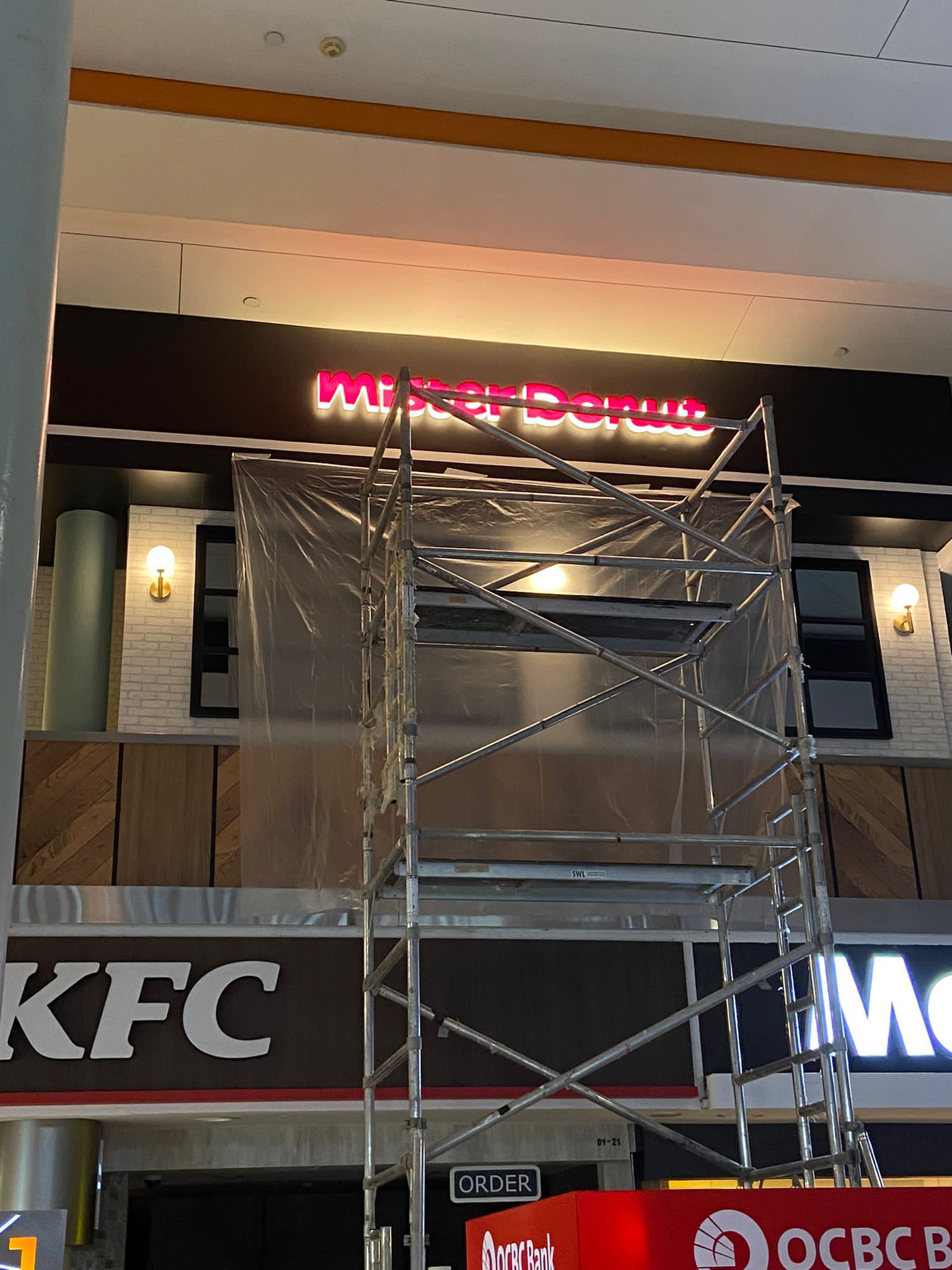 Mister Donut illuminated channel letter signage for franchise location