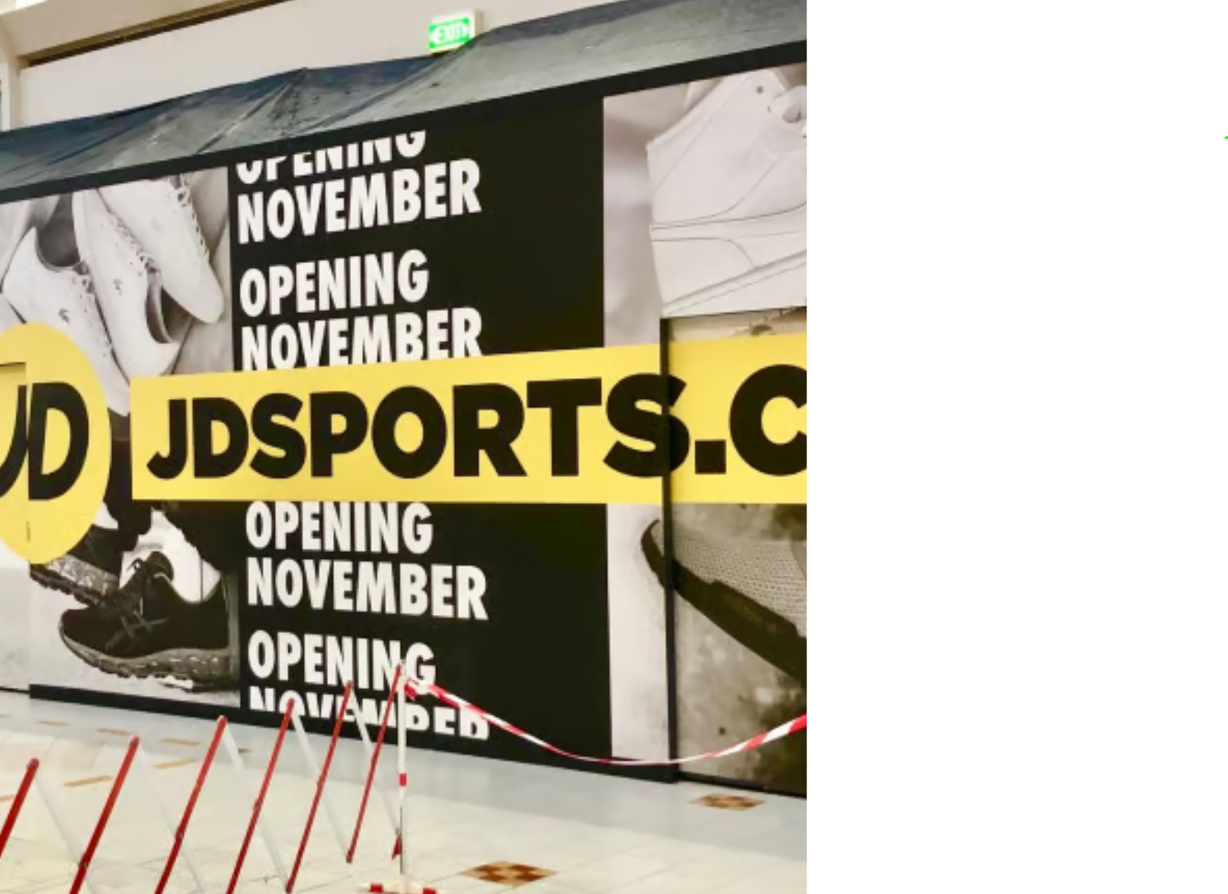 JD Sports hoarding stickers for retail store renovation advertising
