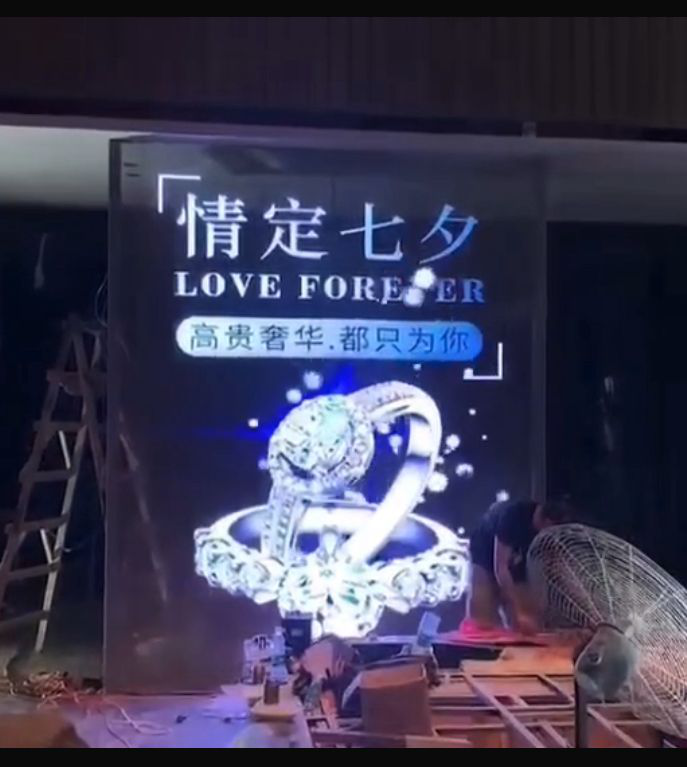 Large transparent LED video wall for shopping mall advertising display