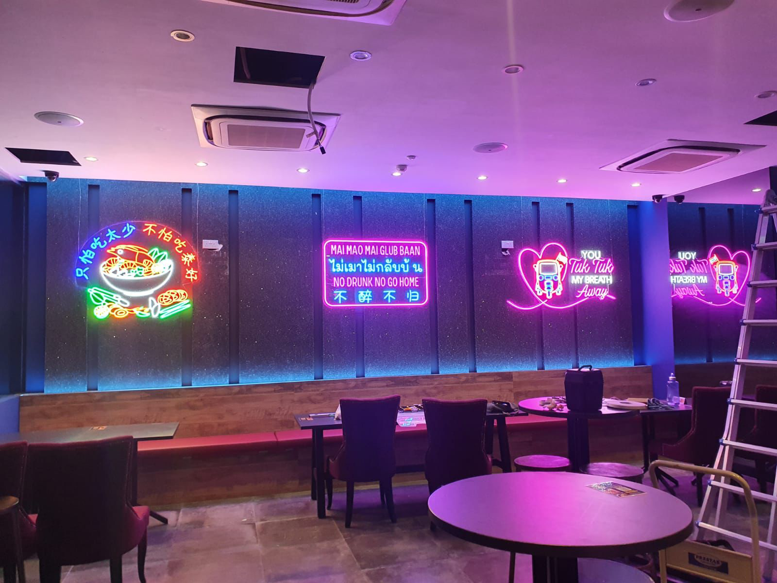 Multi-language LED neon signage for international business advertising